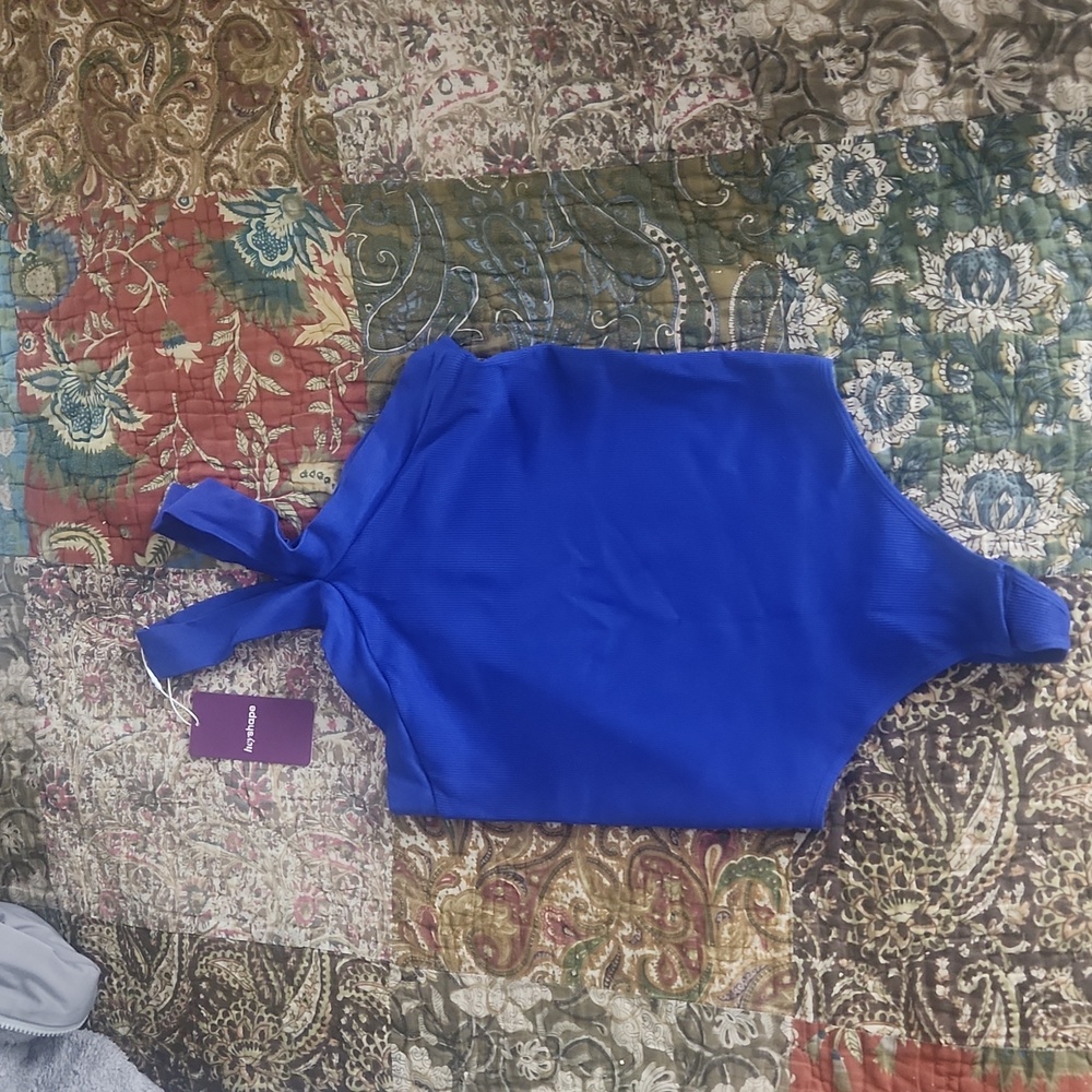 Heyshape crossover halter shapewear bodysuit, blue, size 3XL-4XL OR M/L, NWT